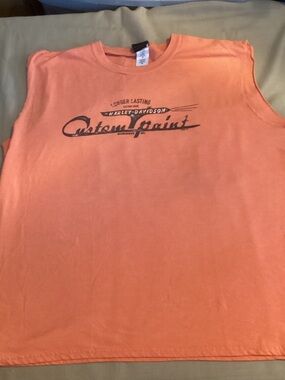 Harley-Davidson Orange Sleeveless 'Custom Paint' Graphic Tee